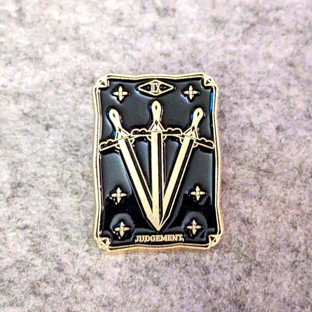 Tarot Card Pin - Judgement - Black & Gold Cosmic Major Arcana XX